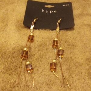 Hype Gold and Brown Dangle Earrings